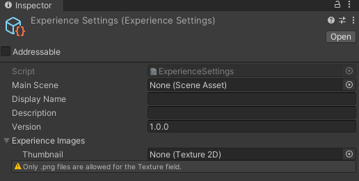 Experience Settings